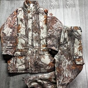 Shadowwear Realtree Camo Fleece Hunting Suit Jacket Pants Set Mens Medium 1990s